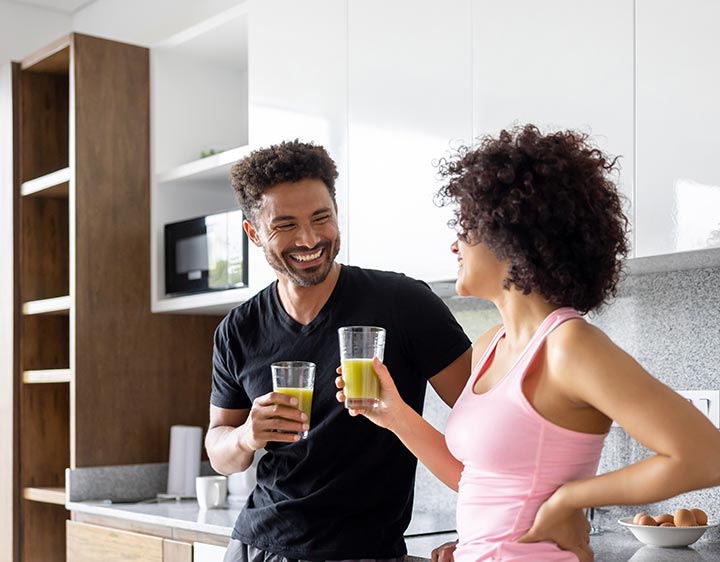 Couple preparing nutritious, gut-friendly meal