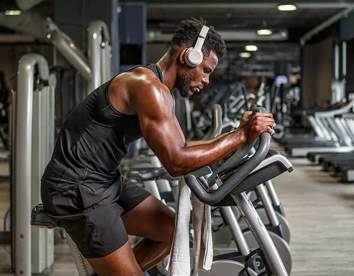 Man exercising optimizing male hormone levels.