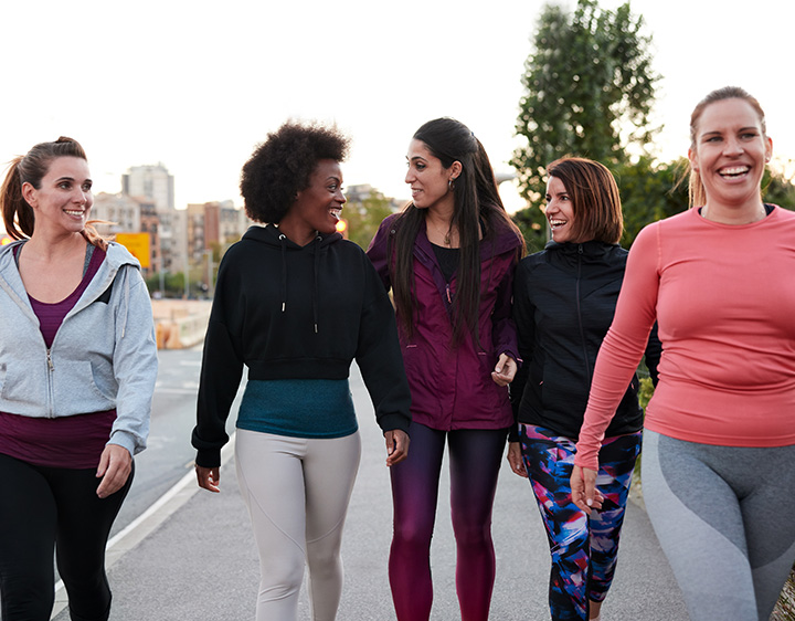 Healthy women embracing middle-age