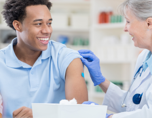 Man prepares for Measles Immunity Test.