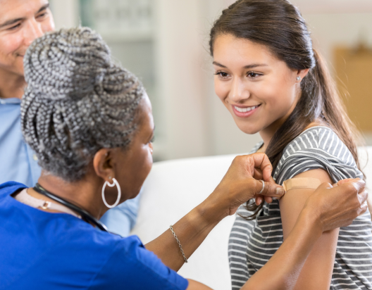 Woman prepares for MMR Antibody Test. 