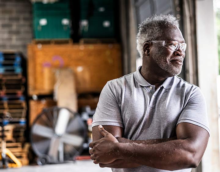 Man in work setting wondering about health.