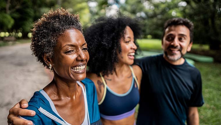 Men and women active lifestyle for glucose monitoring.