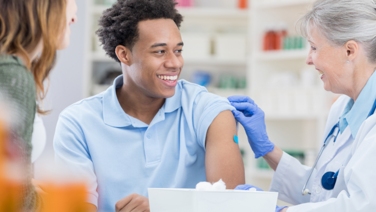 Man prepares for Measles Immunity Test.